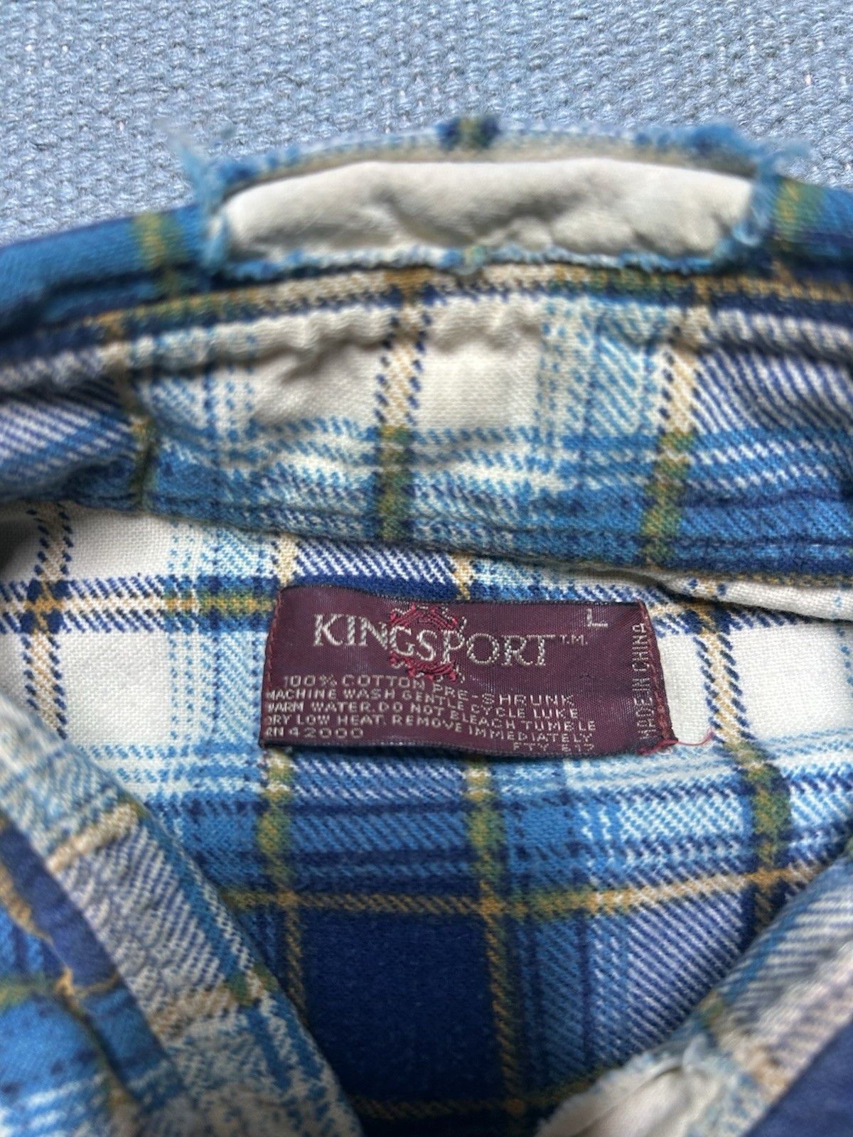Vintage 80s flannel shirt brushed cotton distressed Kingsport large Size US L / EU 52-54 / 3 - 10 Thumbnail