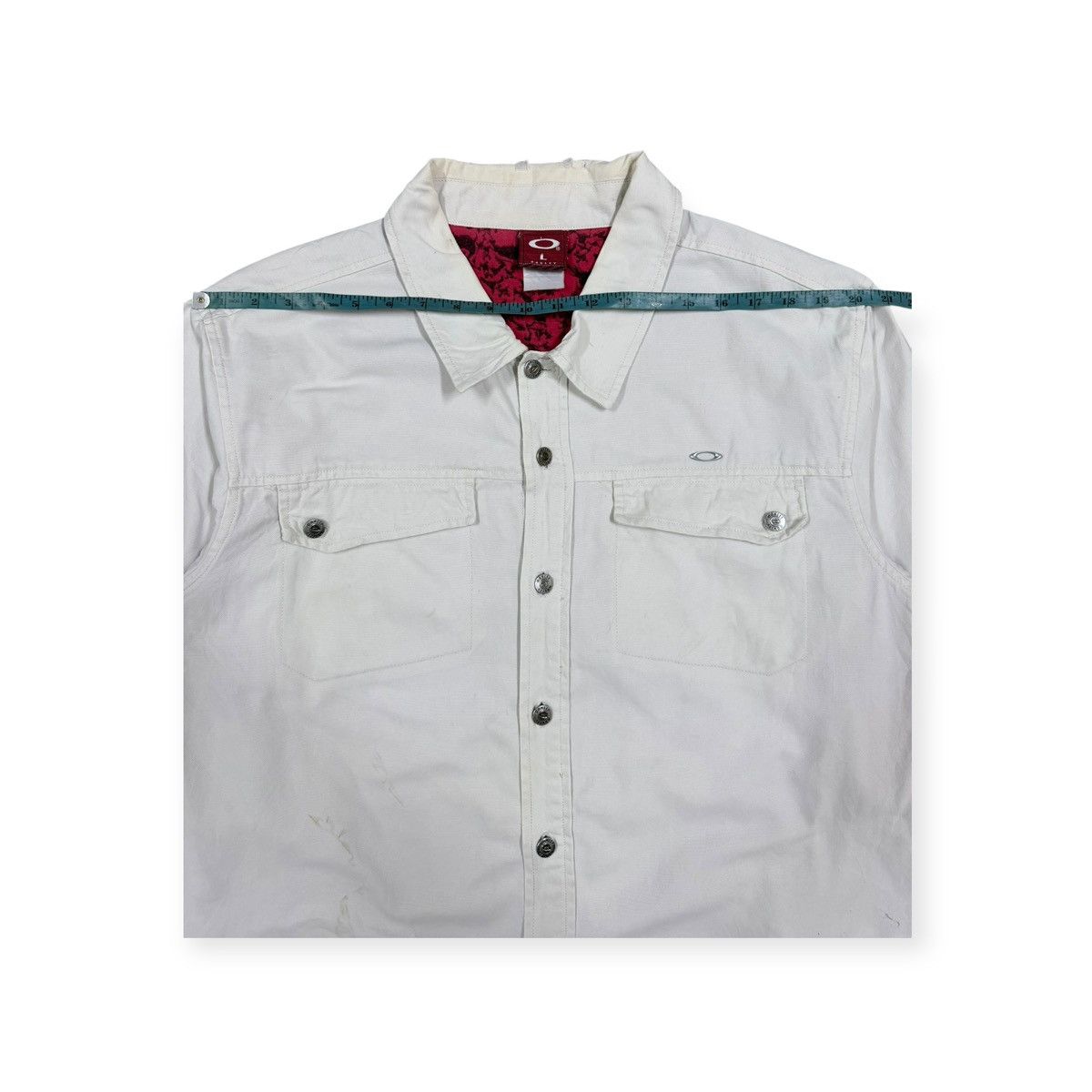 Oakley Vtg🔥Y2k Oakley White Trucker Denim Jacket Size US L / EU 52-54 / 3 - 15 Thumbnail