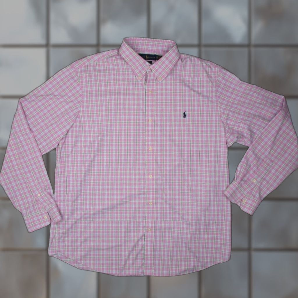 Ralph Lauren Ralph Lauren Shirt Mens 2XL Pink Check Button-Up Classic Fit Pony Embroidered Nylon Blend Long Sleeve Size US XXL / EU 58 / 5 - 1 Thumbnail