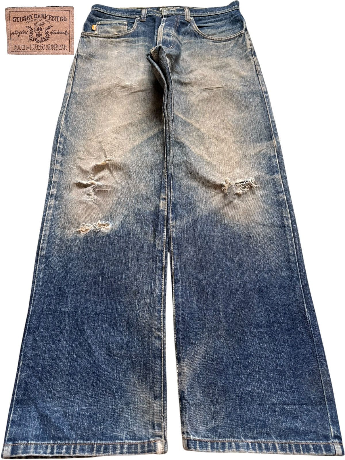 Stussy Vintage Stussy Rusty Mud Wash Distressed Loose Baggy Jeans Size US 32 / EU 48 - 1 Thumbnail