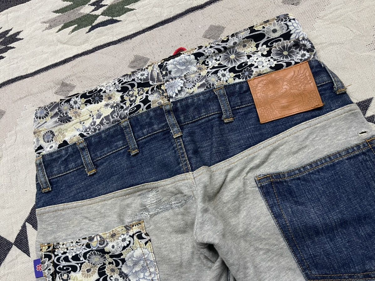 Karakuri Tamashii 90s CHIGIRI DOUBLE WAIST RARE COTTON/DENIM JEANS Size US 31 - 15 Thumbnail