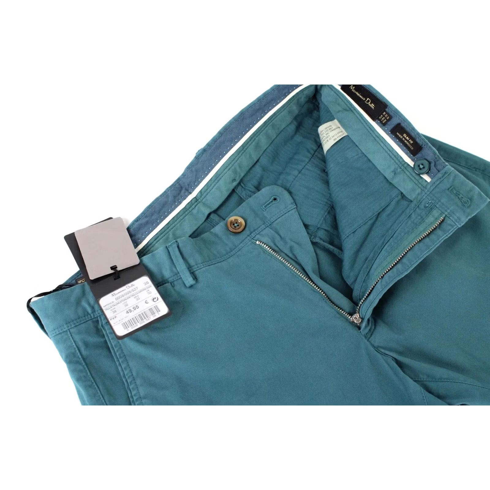 Massimo Dutti Massimo Dutti Slim Fit Trousers Men EU 38 Chino Stretchy Zip Fly Pockets Blue Size US 38 / EU 54 - 4 Thumbnail