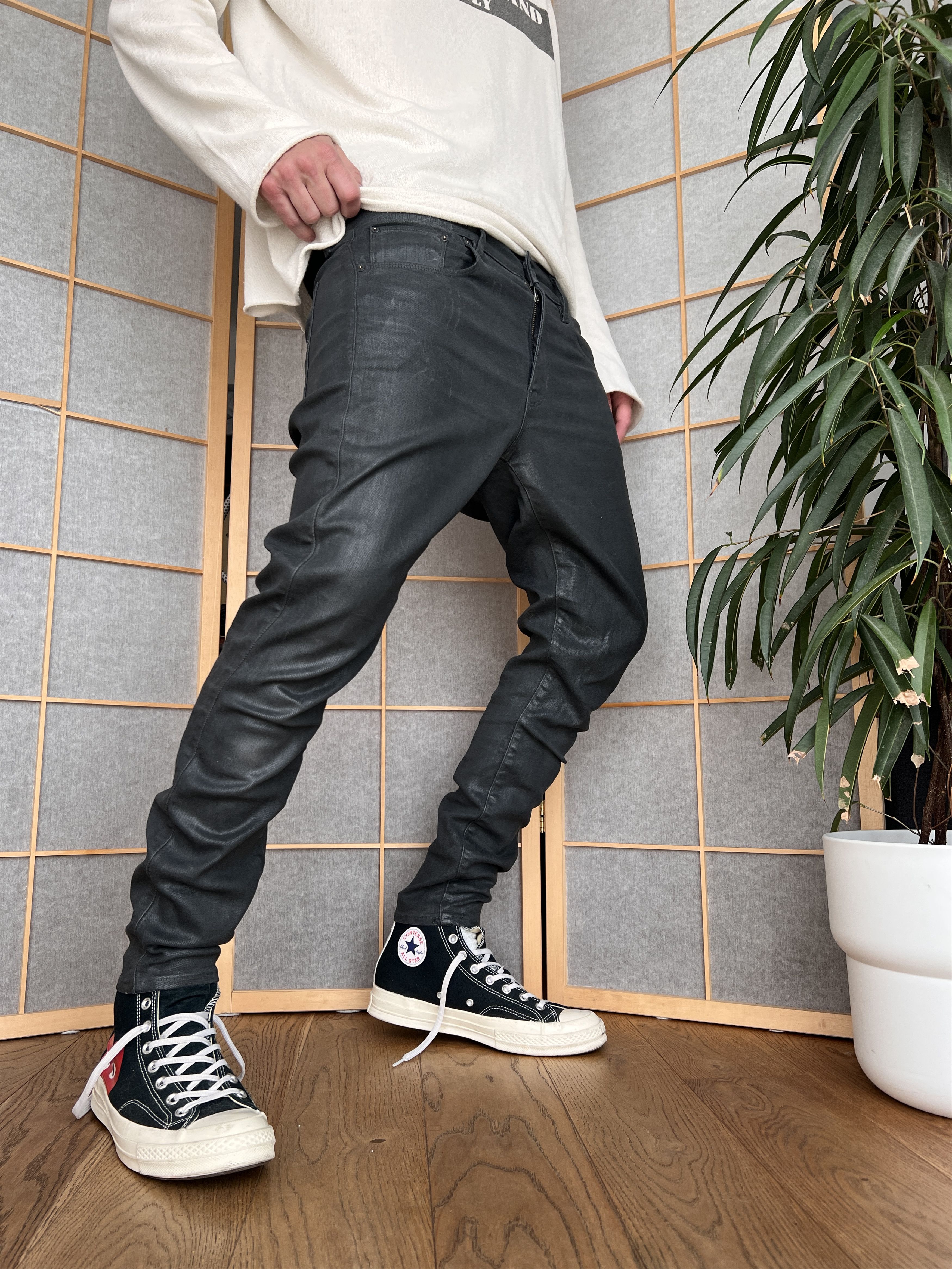 G-Star Sick G Star RAW 3301 faux leather pants waxed stretch skinny Size US 30 / EU 46 - 7 Thumbnail