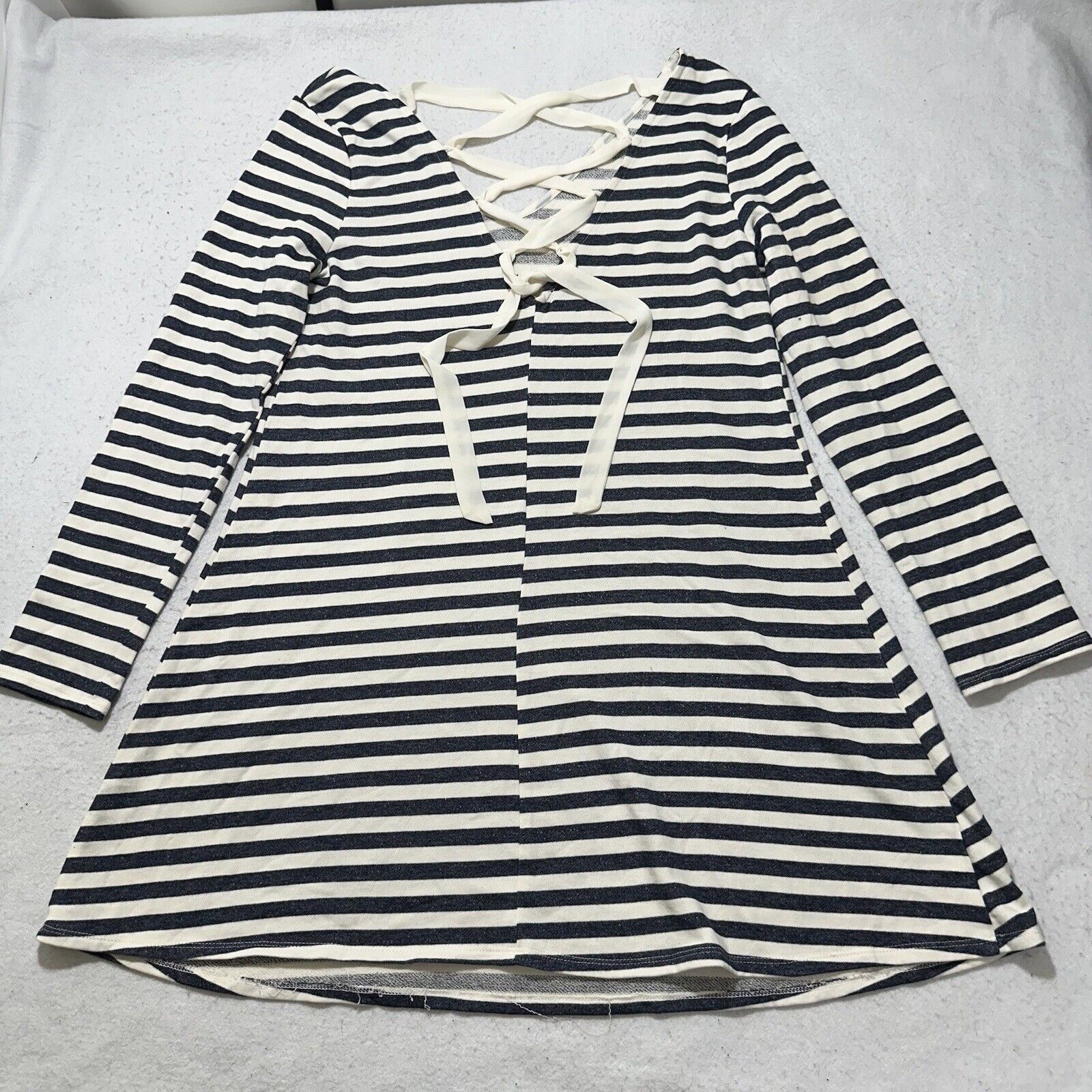 Other By & By XL A-Line Dress Crossback Navy Blue + White Striped Size XL / US 12-14 / IT 48-50 - 10 Thumbnail
