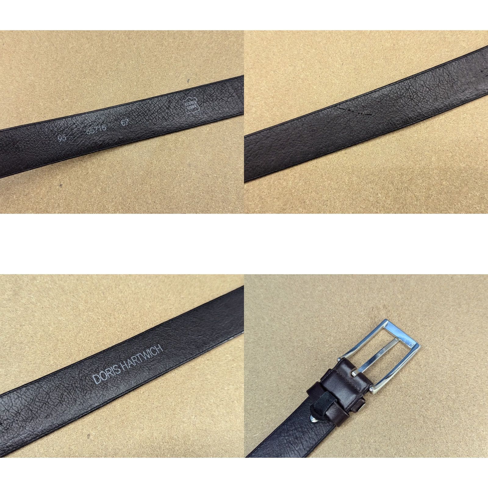 Vintage Doris Hartwich Mens Brown Leather Belt Size 95 Germany Belt Men Brown Leather 95 Germany Size ONE SIZE - 8 Thumbnail