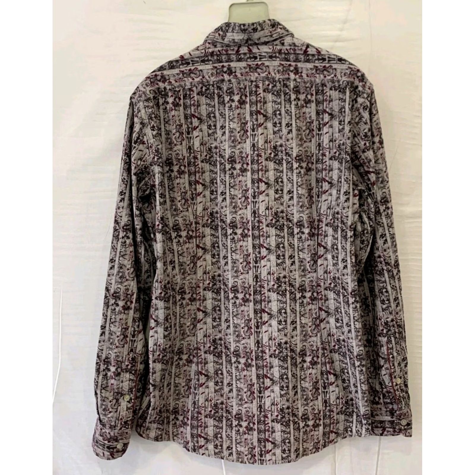 Vintage VINTAGE Alley Docks 963 Men’s L Corduroy Button-Down Shirt Paisley Floral Gray (C18) Size US L / EU 52-54 / 3 - 2 Thumbnail