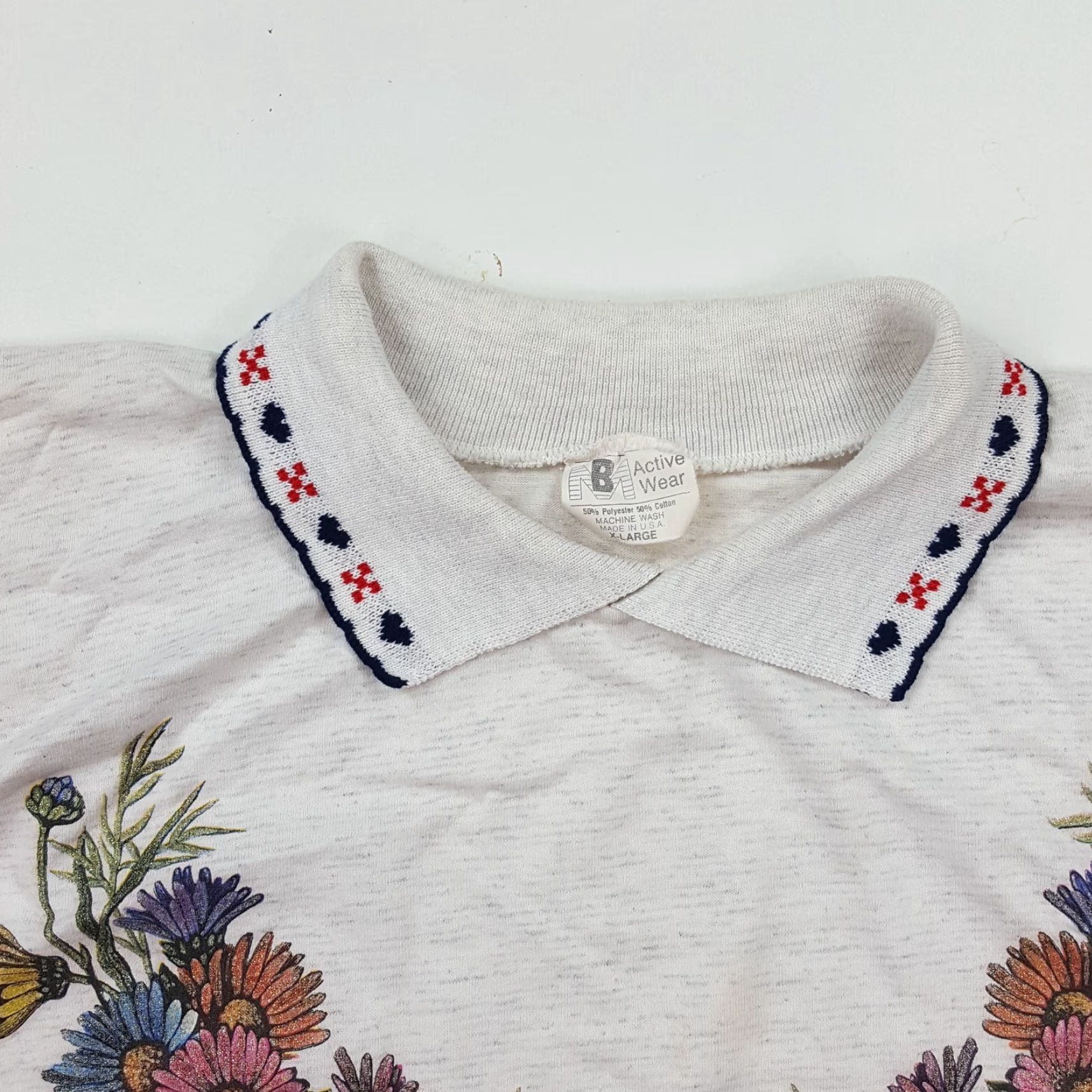 Etro VINTAGE BM Flower Collared Women's XL Sweatshirt Crewneck Pullover 80s 90s Retro Gray Cotton Polyester Polyblend Fleece Activewear Size XL / US 12-14 / IT 48-50 - 3 Thumbnail