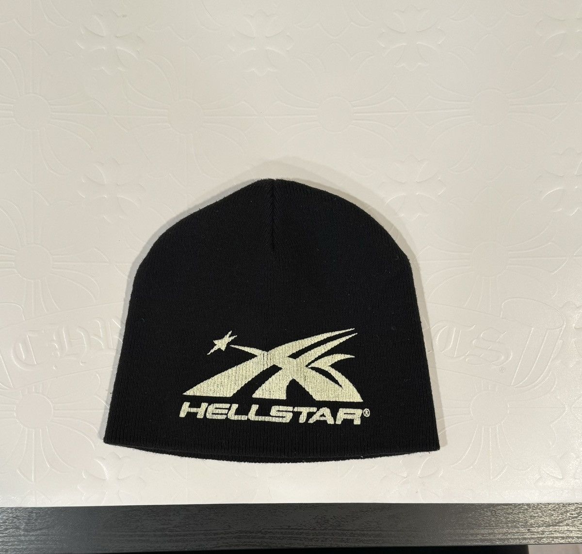 image of Hellstar Original Print Beanie In Black, Men's