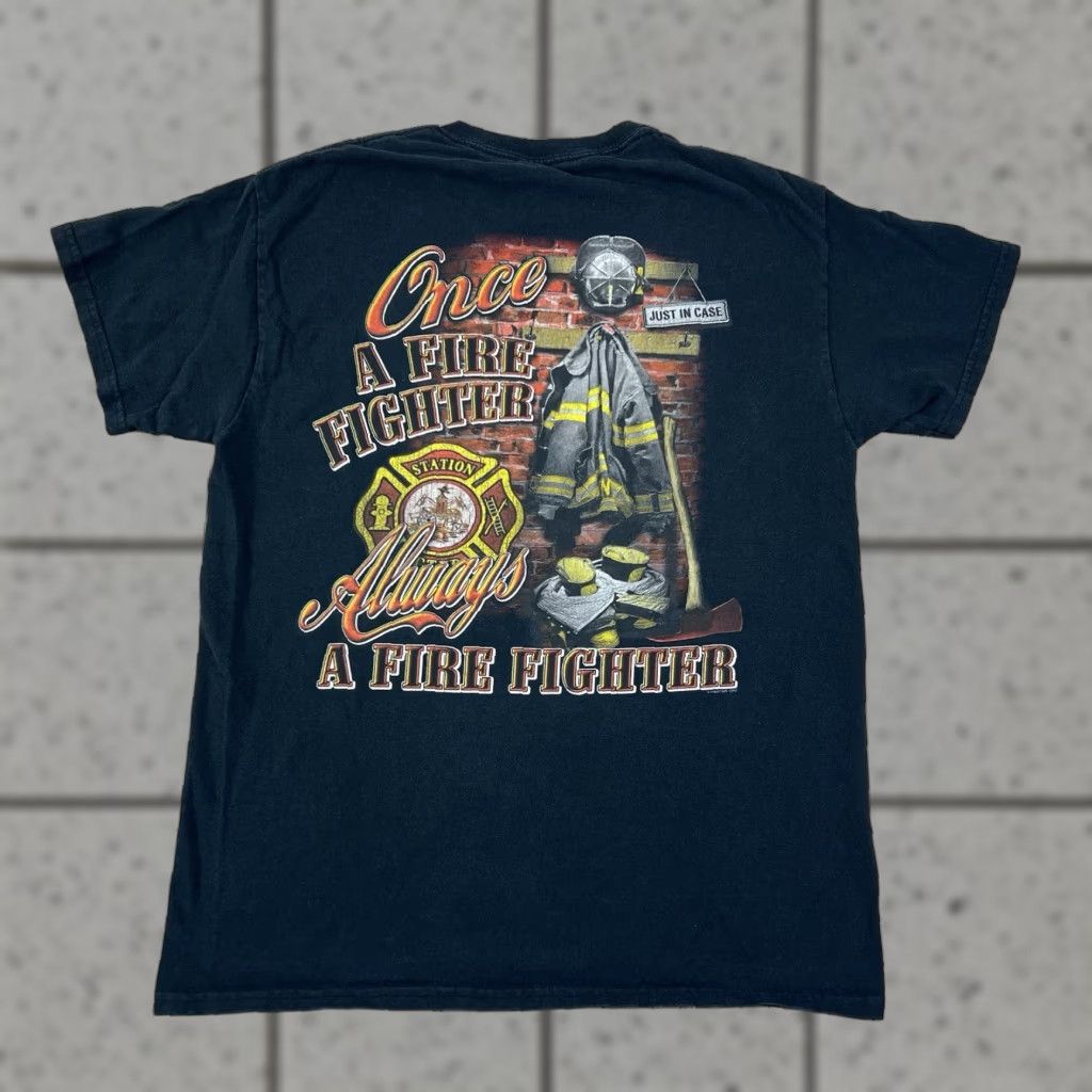 Gildan Once a Firefighter Always a Firefighter Black T-Shirt M Unisex Adults Medium Size US M / EU 48-50 / 2 - 1 Thumbnail