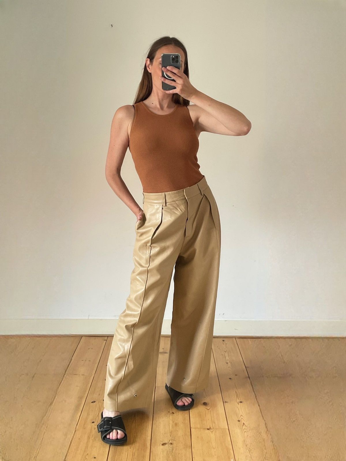 Other Drae Oversized Faux Leather Pants RRP €310 Minimalist Size 28" / US 6 / IT 42 - 4 Thumbnail