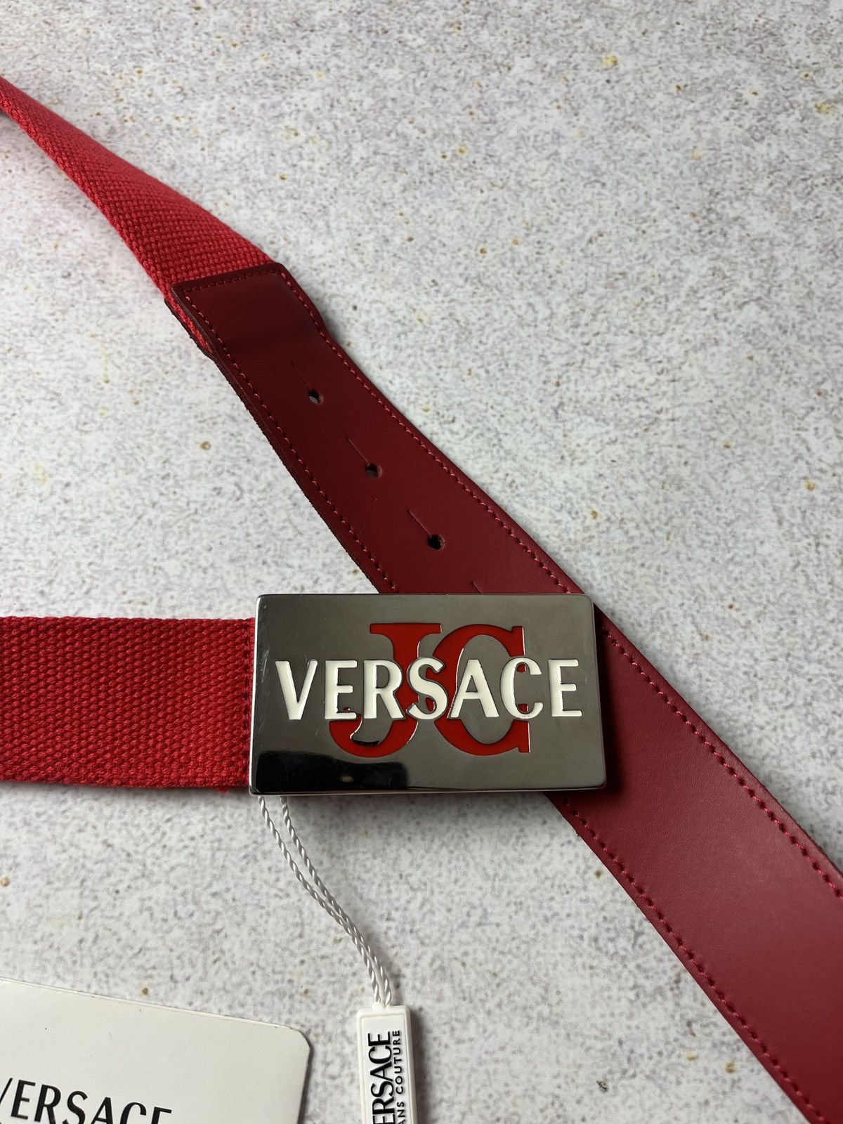 Versace Jeans Couture Versace Jeans Couture Logo Plaque Buckle Leather Belt NV5F10 Size ONE SIZE - 2 Thumbnail