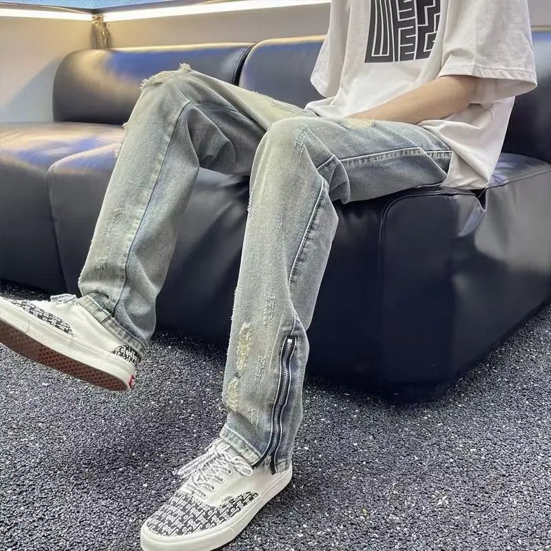 Japanese Brand × Jean Retro ripped zipper high street jeans Size US 30 / EU 46 - 4 Thumbnail