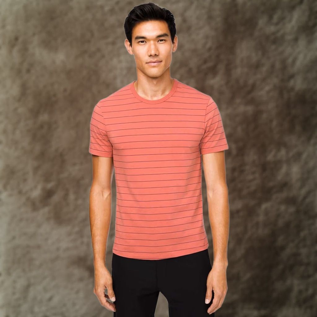 Lululemon Lululemon Shirt Mens M Orange Year Basic Tee Sharp Stripe Copper Clay Size US M / EU 48-50 / 2 - 1 Thumbnail