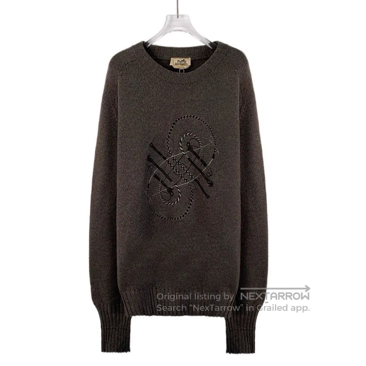 Hermes Hermes Brown Cashmere Embroidered Sweater. Size US XXL / EU 58 / 5 - 1 Thumbnail