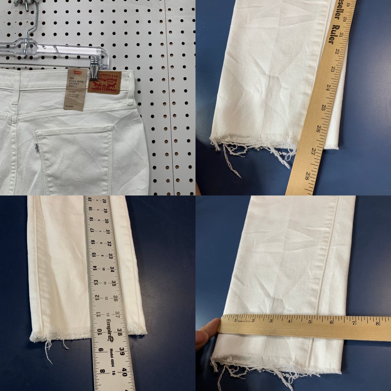 Levi's VINTAGE Levis 721 High Rise Skinny Anke Pants Womens 18 W34 White Slim NWT Size 24" / US 00 / IT 34 - 9 Thumbnail