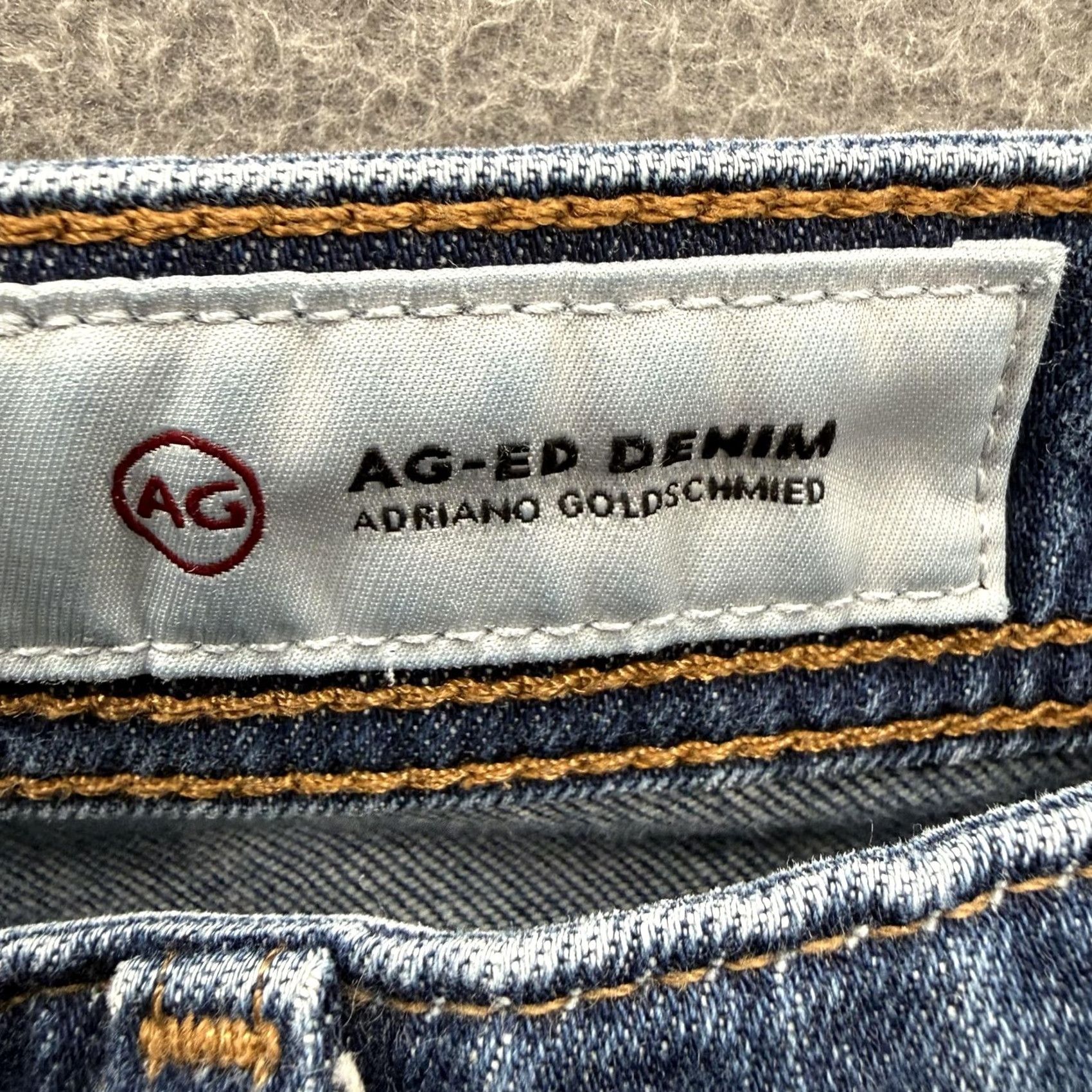 Denime AG Adriano Goldschmied The Tellis Jeans Slim Taper Blue 29R 29x31 Denim Stretch Mens Pants Size US 29 - 4 Thumbnail