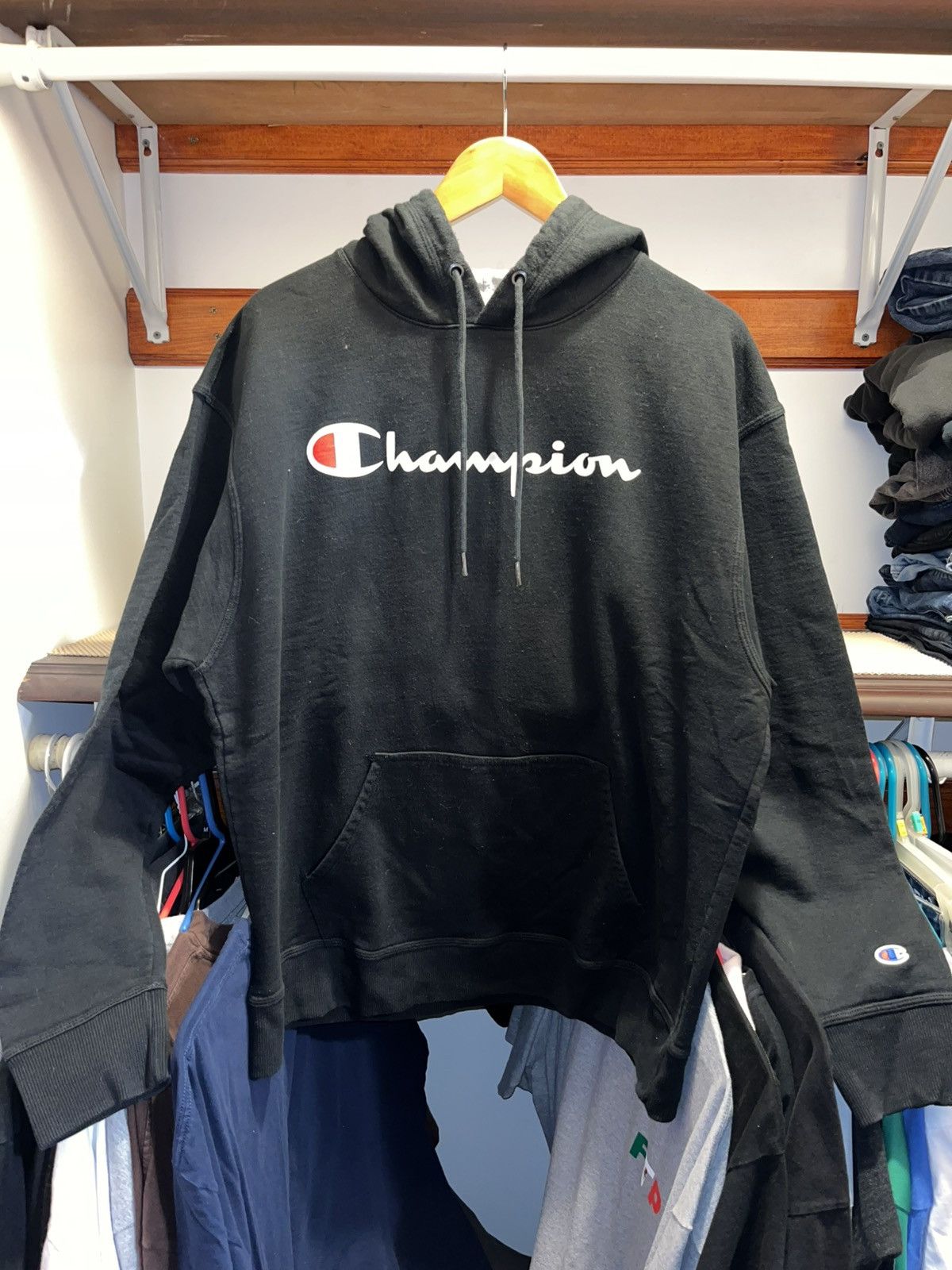 Champion champion powerblend hoodie full script logo Size US XL / EU 56 / 4 - 1 Thumbnail