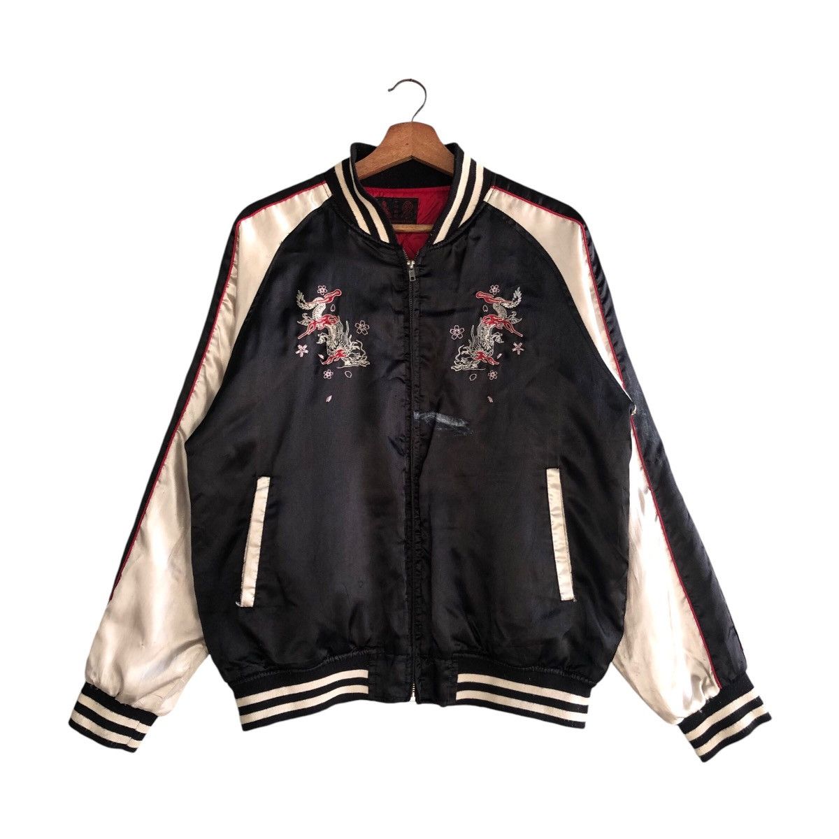 Japanese Brand × Vintage Sukajan Black Beige Vintage Embroidered Jacket Size L Size US L / EU 52-54 / 3 - 1 Thumbnail