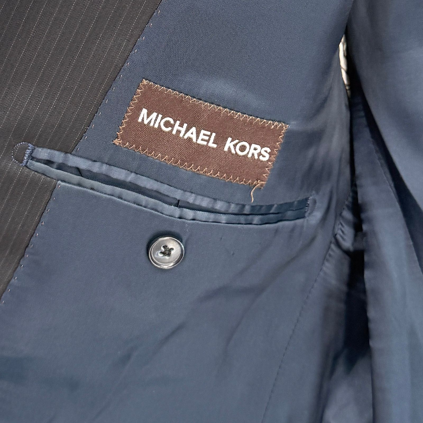 Michael Kors Charcoal Gray 100% Wool Pinstripe Tailored Blazer Jacket Size 40R - 5 Thumbnail