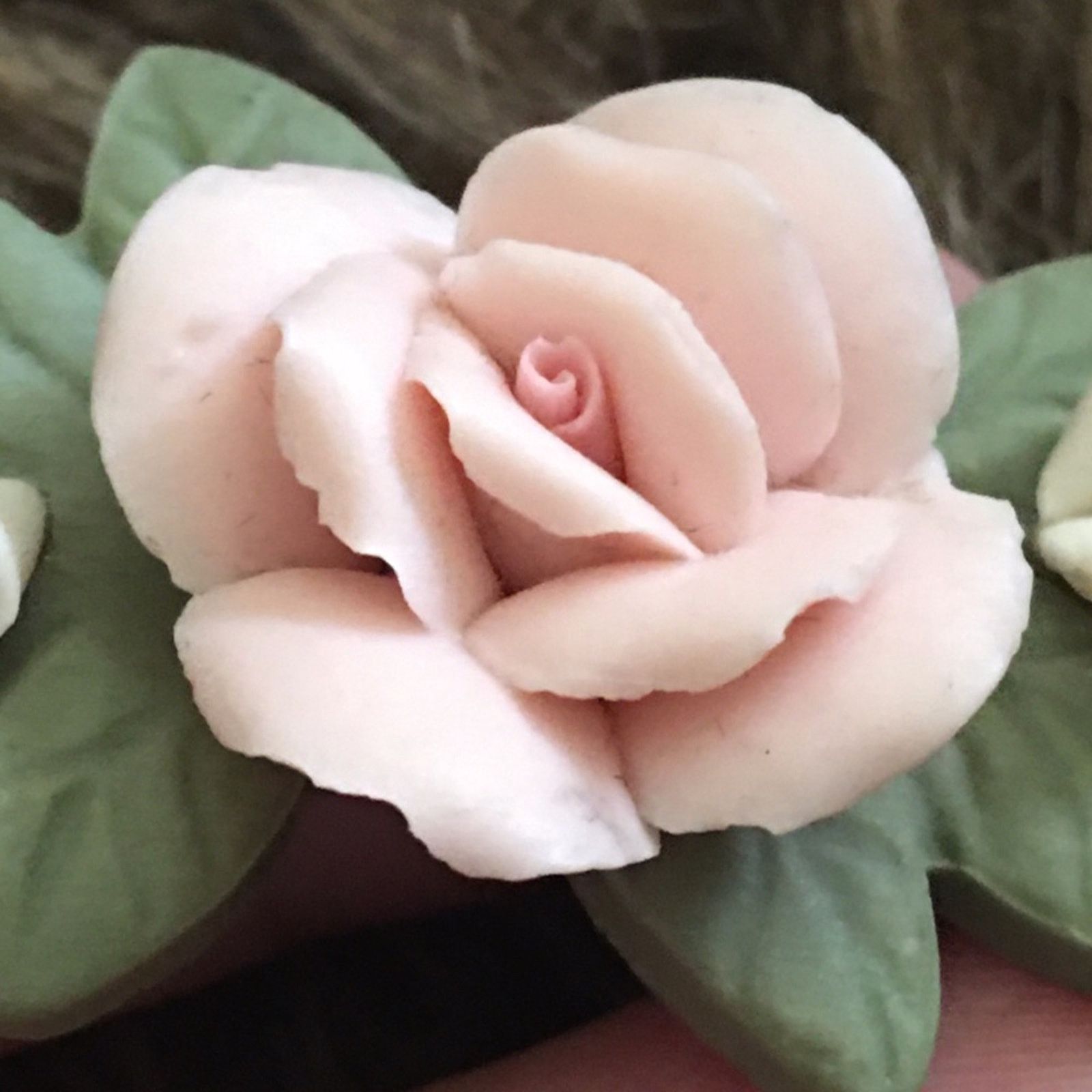 Vintage Vintage 80s ceramic rose brooch collar pin Size ONE SIZE - 3 Thumbnail
