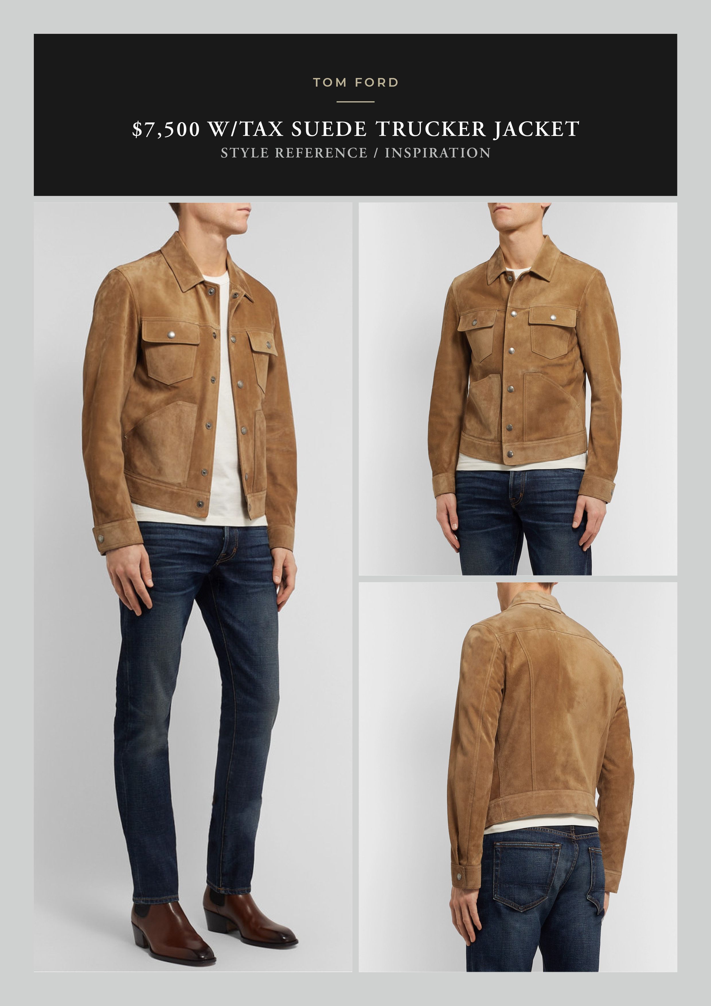 Tom Ford A-List Fave Coveted New $8,700 w/tax TOM FORD Suede Trucker Size US L / EU 52-54 / 3 - 20 Thumbnail
