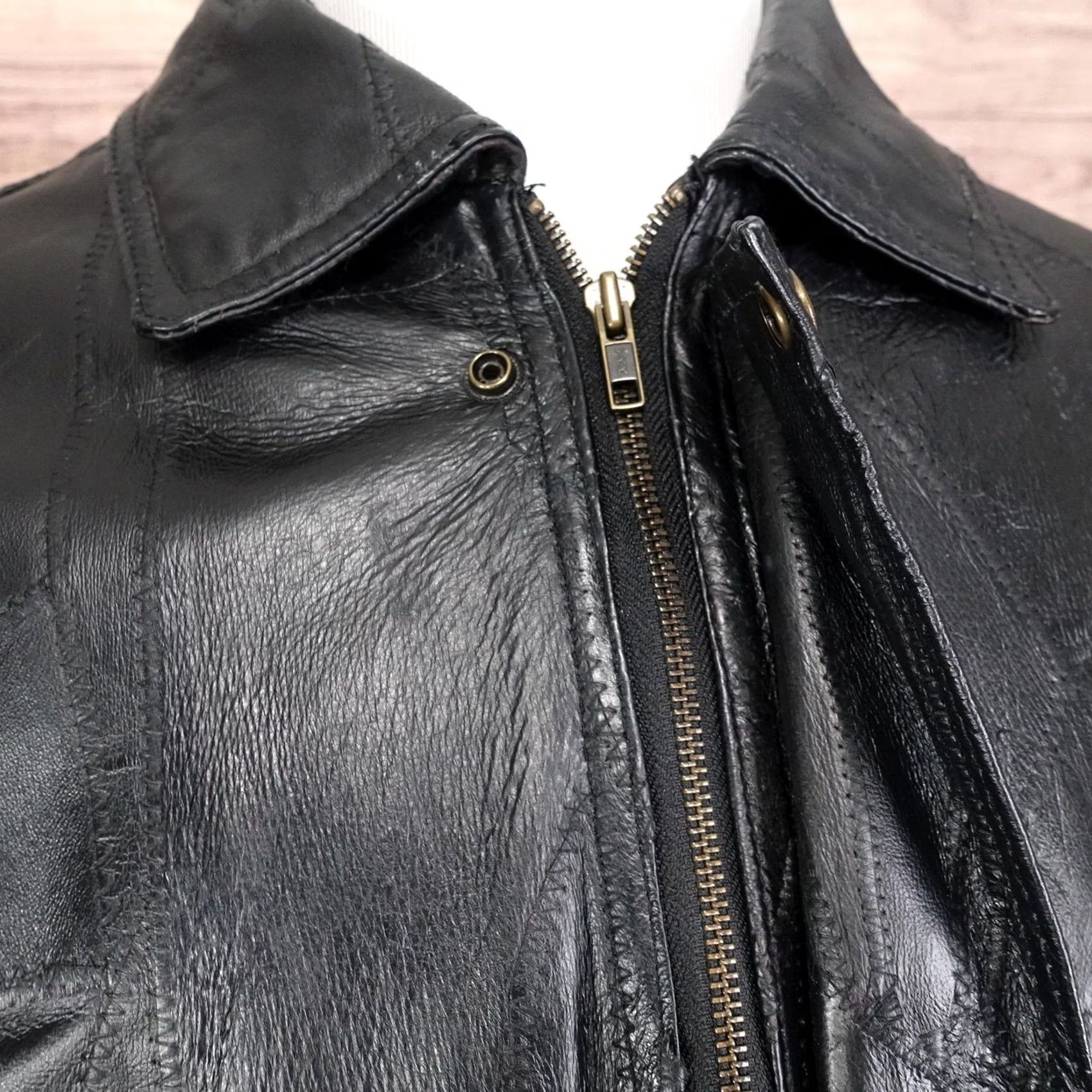 Vintage Firenze Leather Jacket Mens Large Black Patchwork Bomber Zip Front Jacket Size US L / EU 52-54 / 3 - 3 Thumbnail