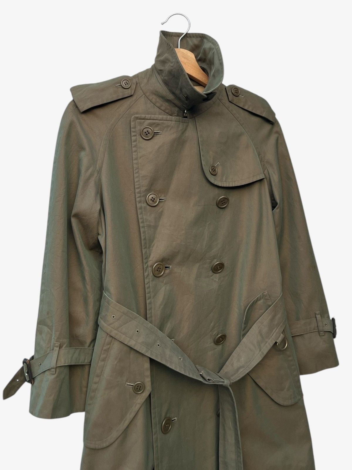 Burberry 80s/90s Burberrys Trench Coat Classic Double Breasted Olive Size S / US 4 / IT 40 - 10 Thumbnail
