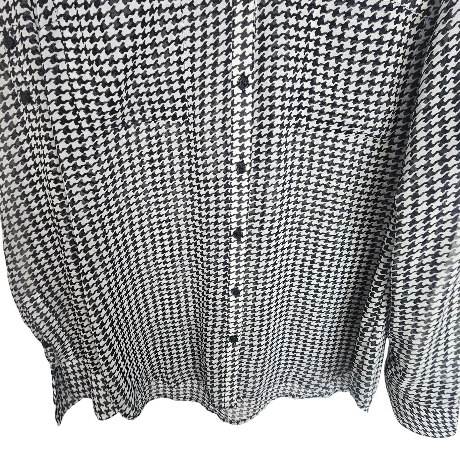 Express Express Women Houndstooth The Portofino Shirt M Sheer Career Size M / US 6-8 / IT 42-44 - 4 Thumbnail