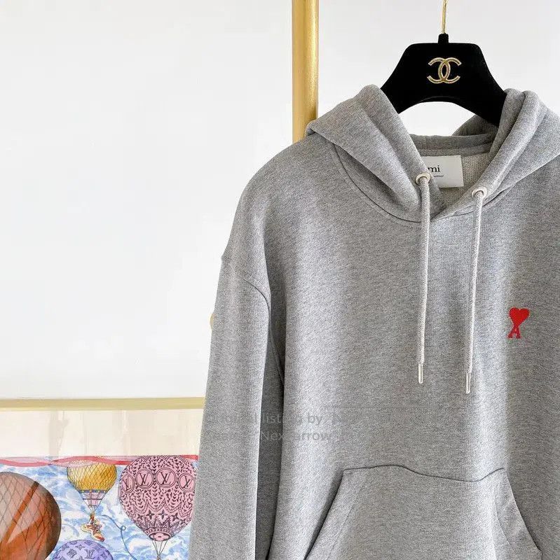 AMI AMI Gray Cotton Long Sleeve Hoodie . Size XS / US 0-2 / IT 36-38 - 2 Thumbnail