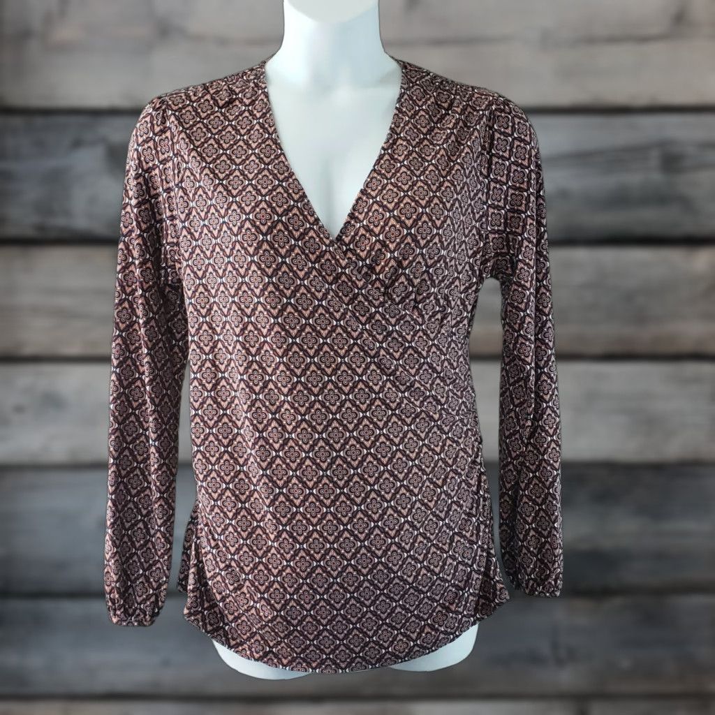 Boden Boden Womens Faux Wrap Top Sz 16 Pink V-Neck Long Sleeve Viscose Blend Blouse Womens Size 16 Pink Viscose Blend Size XXL / US 16-18 / IT 52-54 - 1 Thumbnail