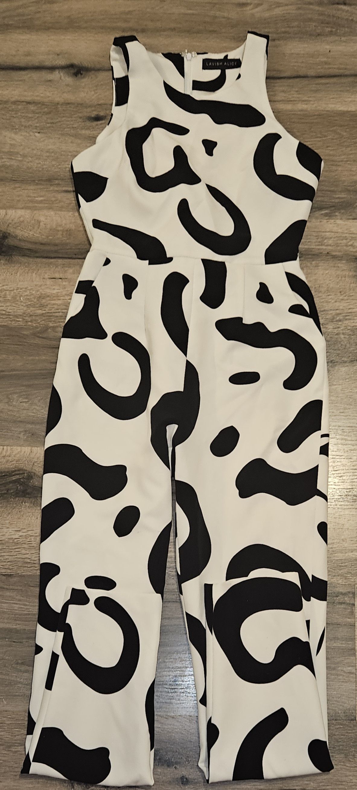 Other Lavish Alice Womens Monochrome Abstract Print Jumpsuit 4 US Size 27" / US 4 / IT 40 - 2 Thumbnail