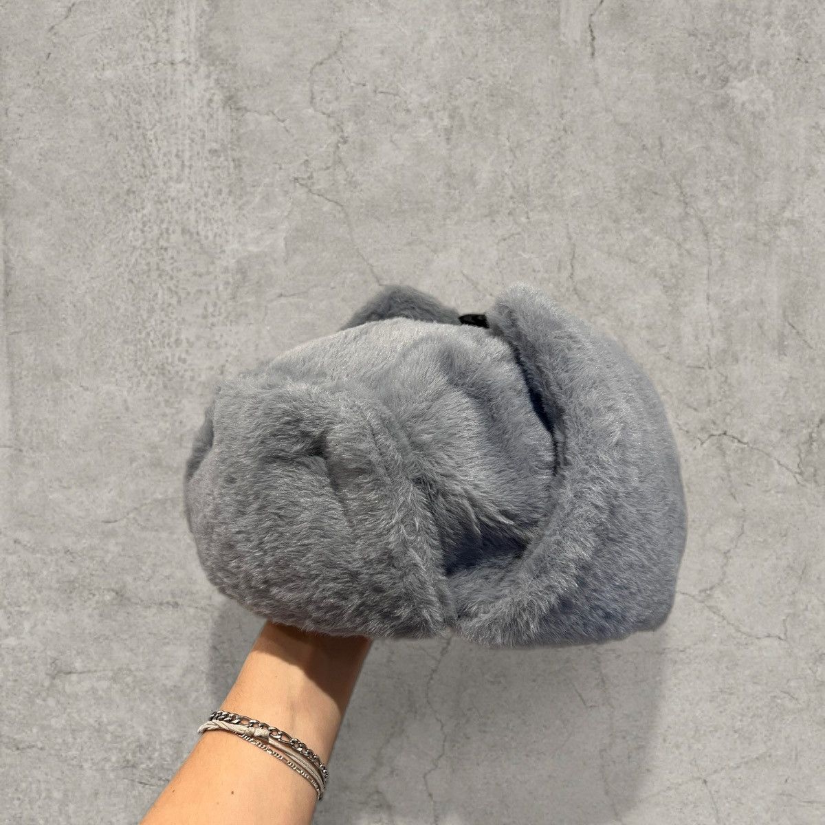 Japanese Brand Russian Ushanka fluffy winter hat, grey faux fur. One size Size ONE SIZE - 1 Thumbnail