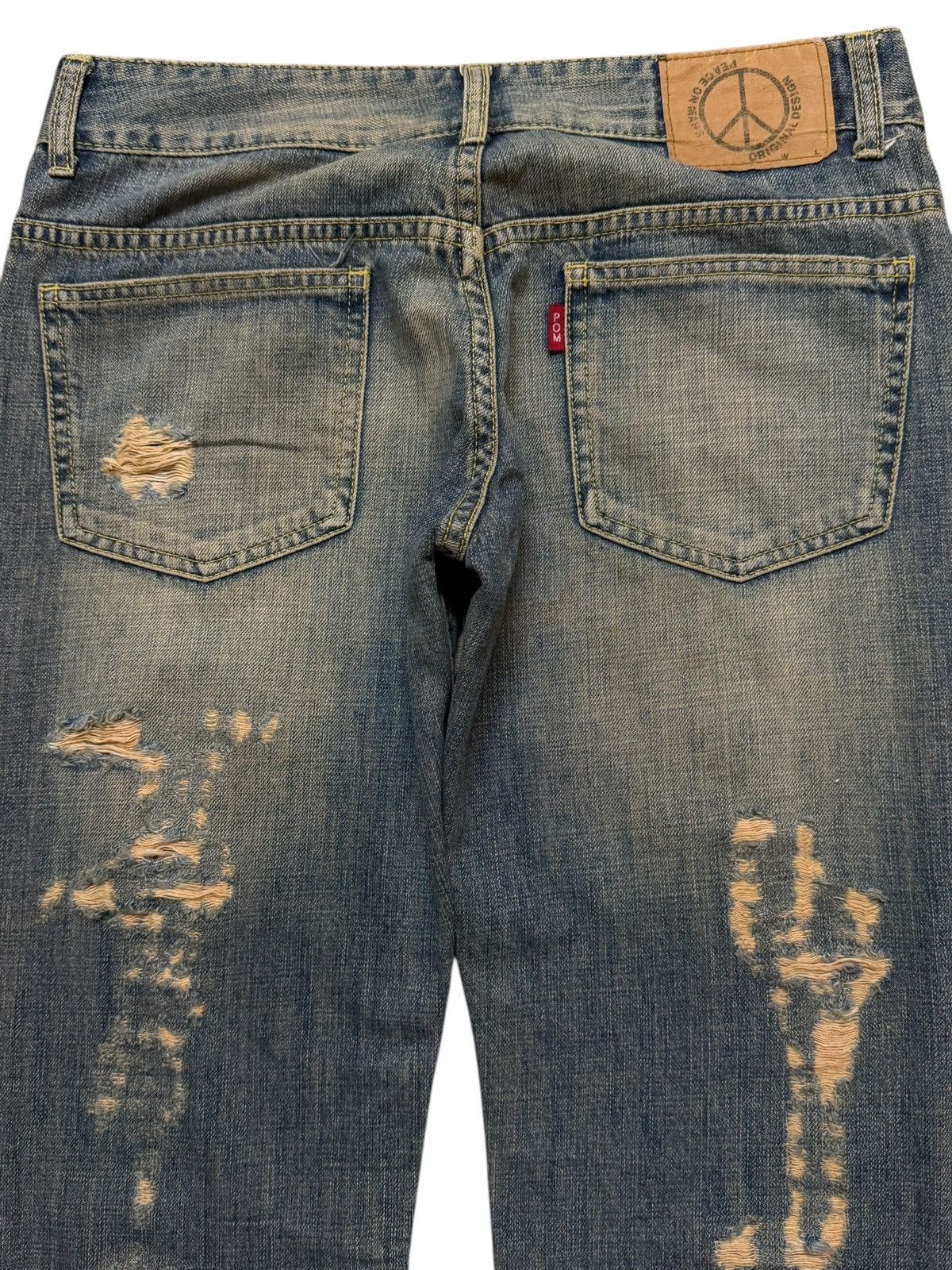 Hysteric Glamour Vintage Y2K Japanese Brand Faded Wash Ripped Wide Leg Flare Size 30" / US 8 / IT 44 - 4 Thumbnail