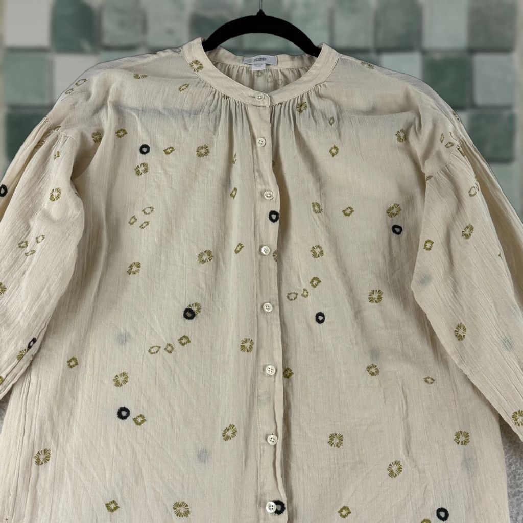 CLOSED Closed Alexia Top Womens Small Ivory Button-Up Long Sleeve 100% Cotton Casual Size S / US 4 / IT 40 - 1 Thumbnail