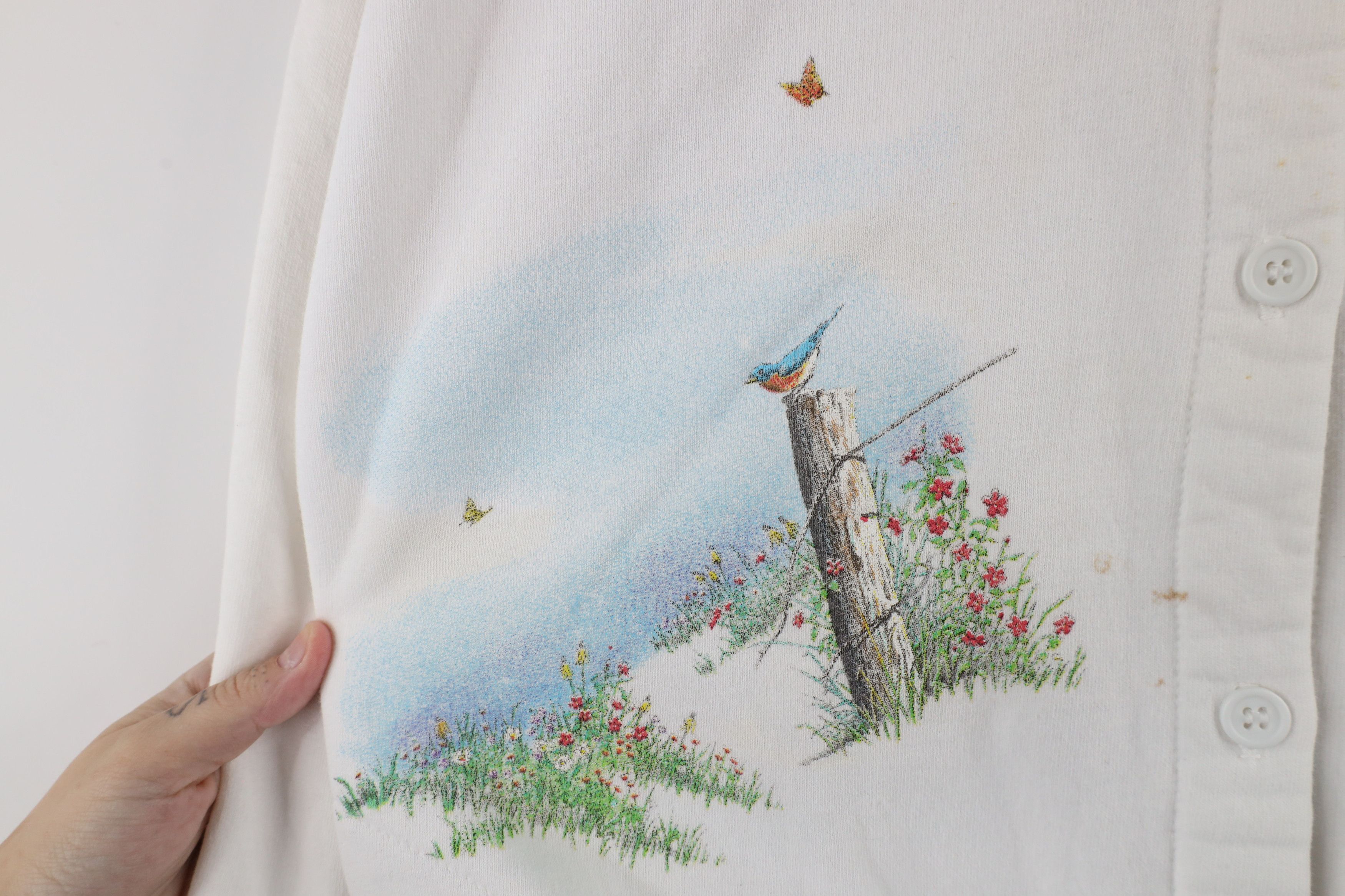 Vintage Vintage 90s Streetwear Deer Flower Cardigan Sweatshirt Size XL / US 12-14 / IT 48-50 - 7 Thumbnail