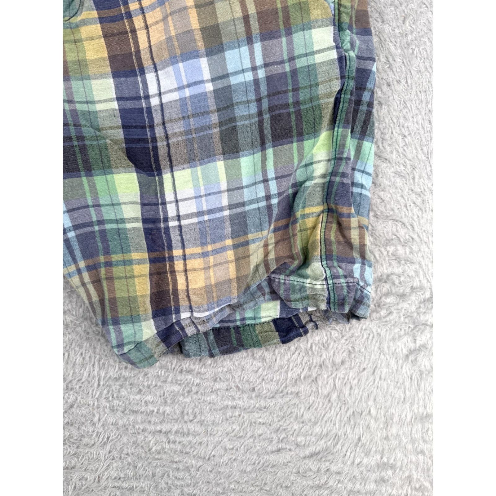 Tommy Bahama Tommy Bahama Shorts Men 33 Blue Plaid Linen Tencel Beach Resort 33x10 Chino Casual Travel Wallet Pockets Slim Relaxed Mens Size US 33 - 2 Thumbnail