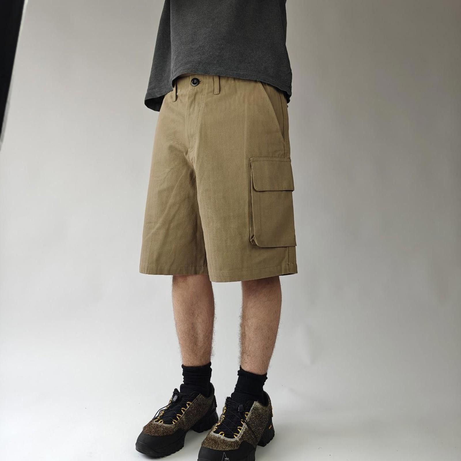 Other Khaki Wide Leg Herringbone Work Shorts Size US 32 / EU 48 - 1 Thumbnail