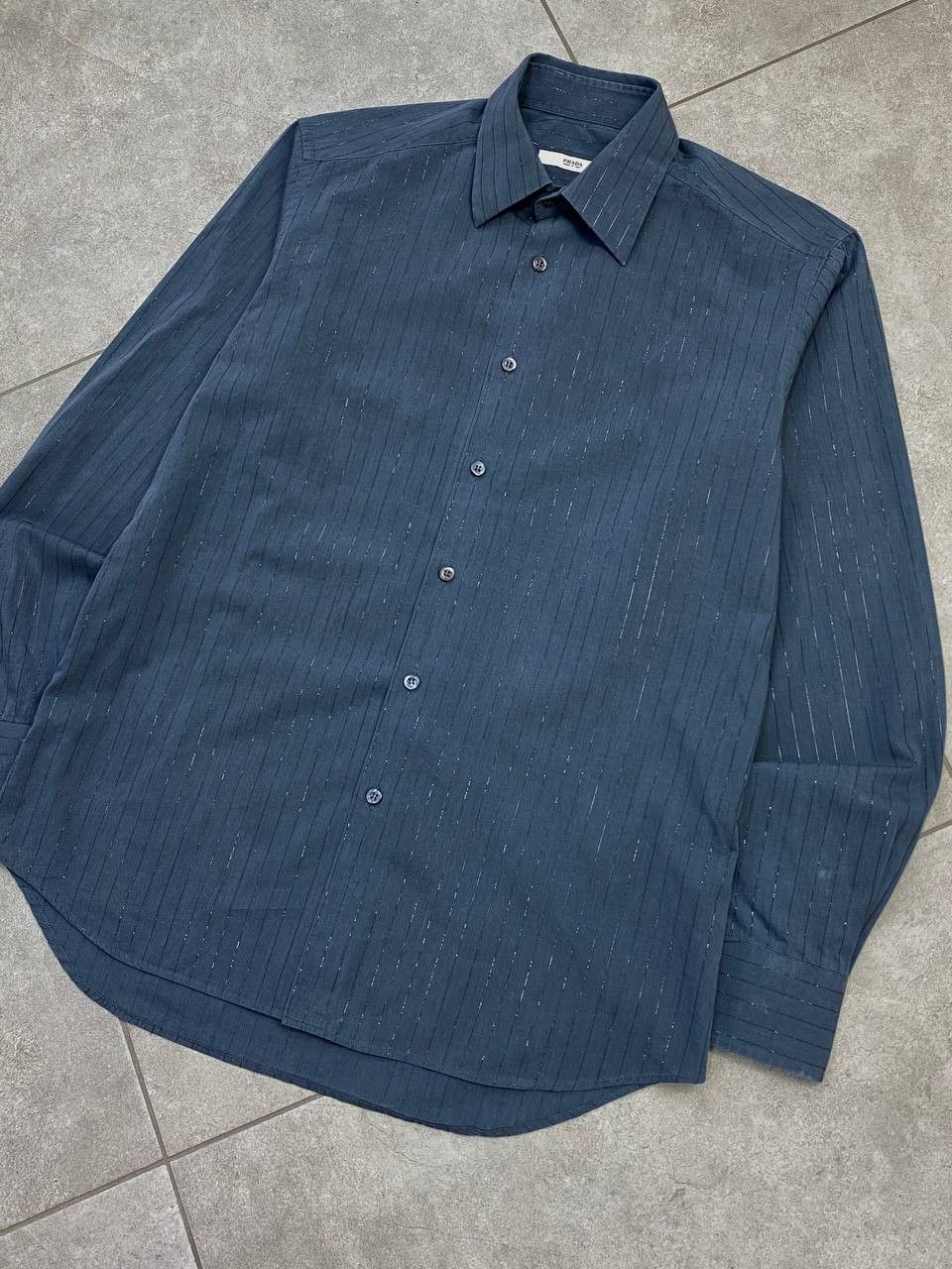 Prada Vintage Prada Glitter Striped Buttons Shirt Size US L / EU 52-54 / 3 - 6 Thumbnail