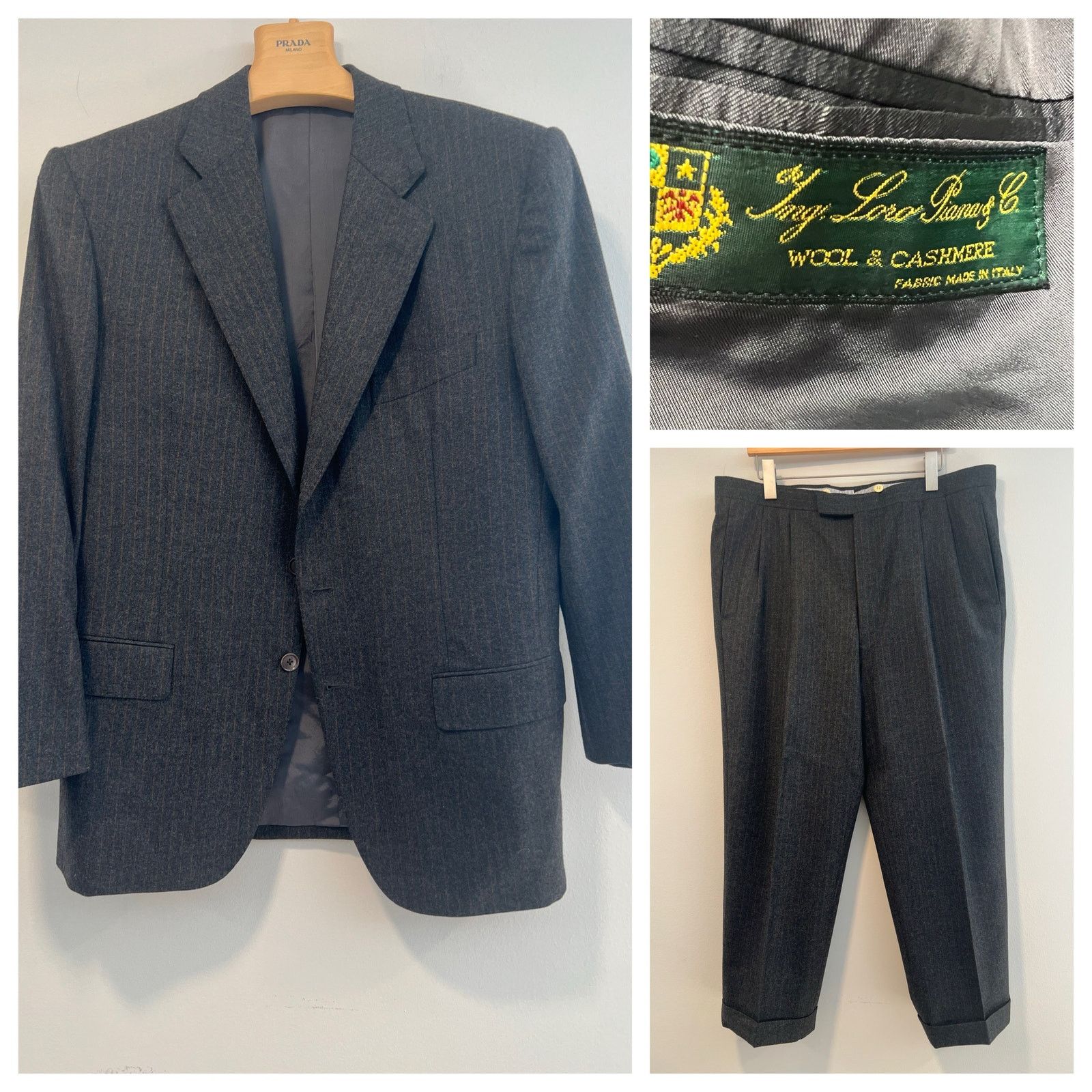 Loro Piana Loro Piana Wool Cashmere 2 Piece Suit Gray Bronze Pinstripe Size 44R - 1 Thumbnail