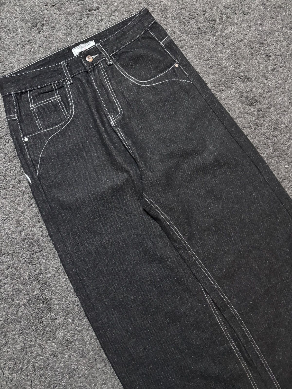 Jean × Vintage Vintage rare tribal angel wings cross red black baggy jeans Size US 33 - 14 Thumbnail