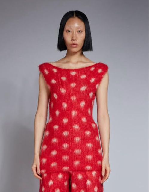 Marni o1w1db10824 Polka Dots Sleeveless Sweater in Red White Size L / US 10 / IT 46 - 1 Thumbnail