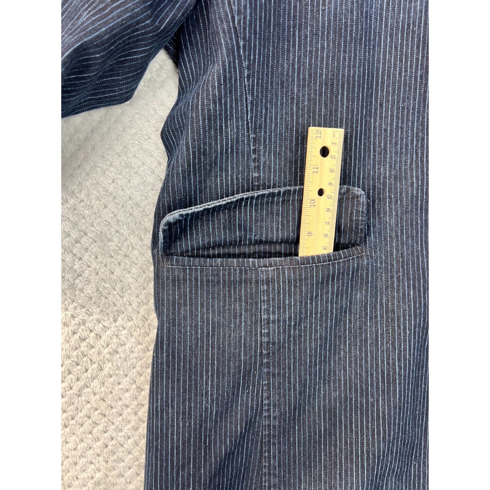 Louis Philippe Louis Philippe Denim Blazer Men Large Striped Vented Jacket Size US L / EU 52-54 / 3 - 15 Thumbnail