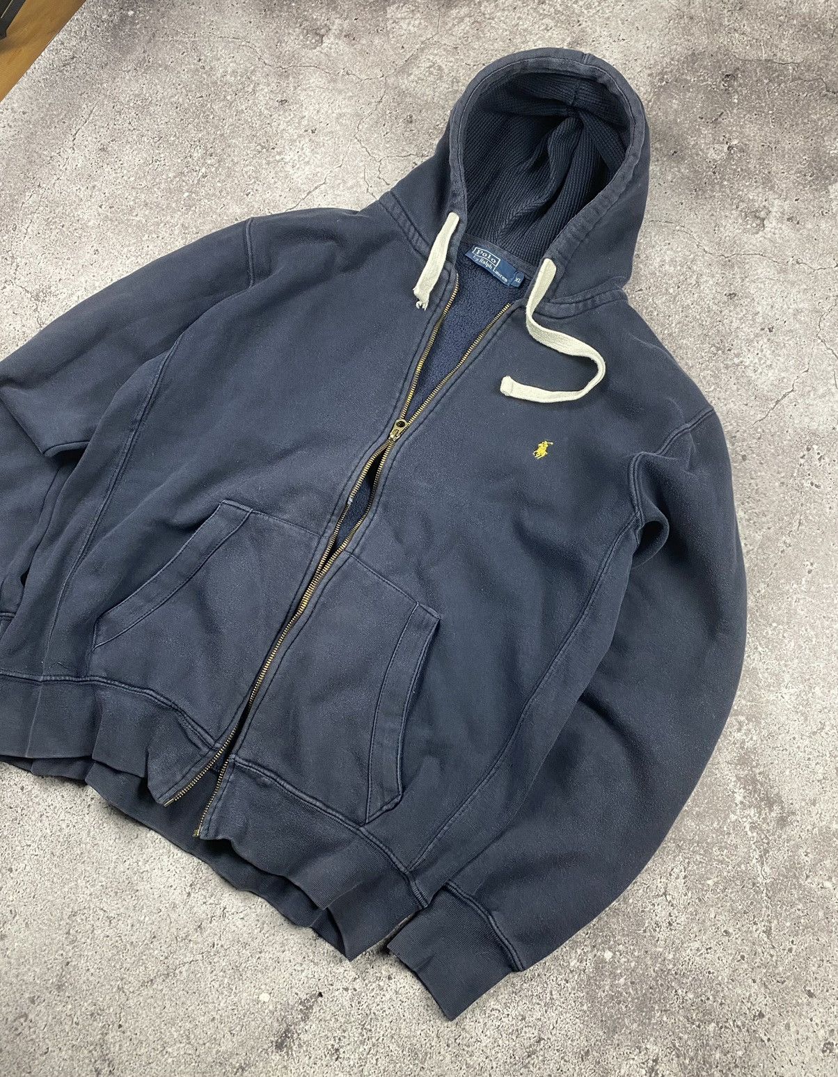 Polo Ralph Lauren × Vintage Vintage Black Polo Ralph Lauren Faded Y2K Zip Up Hoodie Size US XL / EU 56 / 4 - 2 Thumbnail