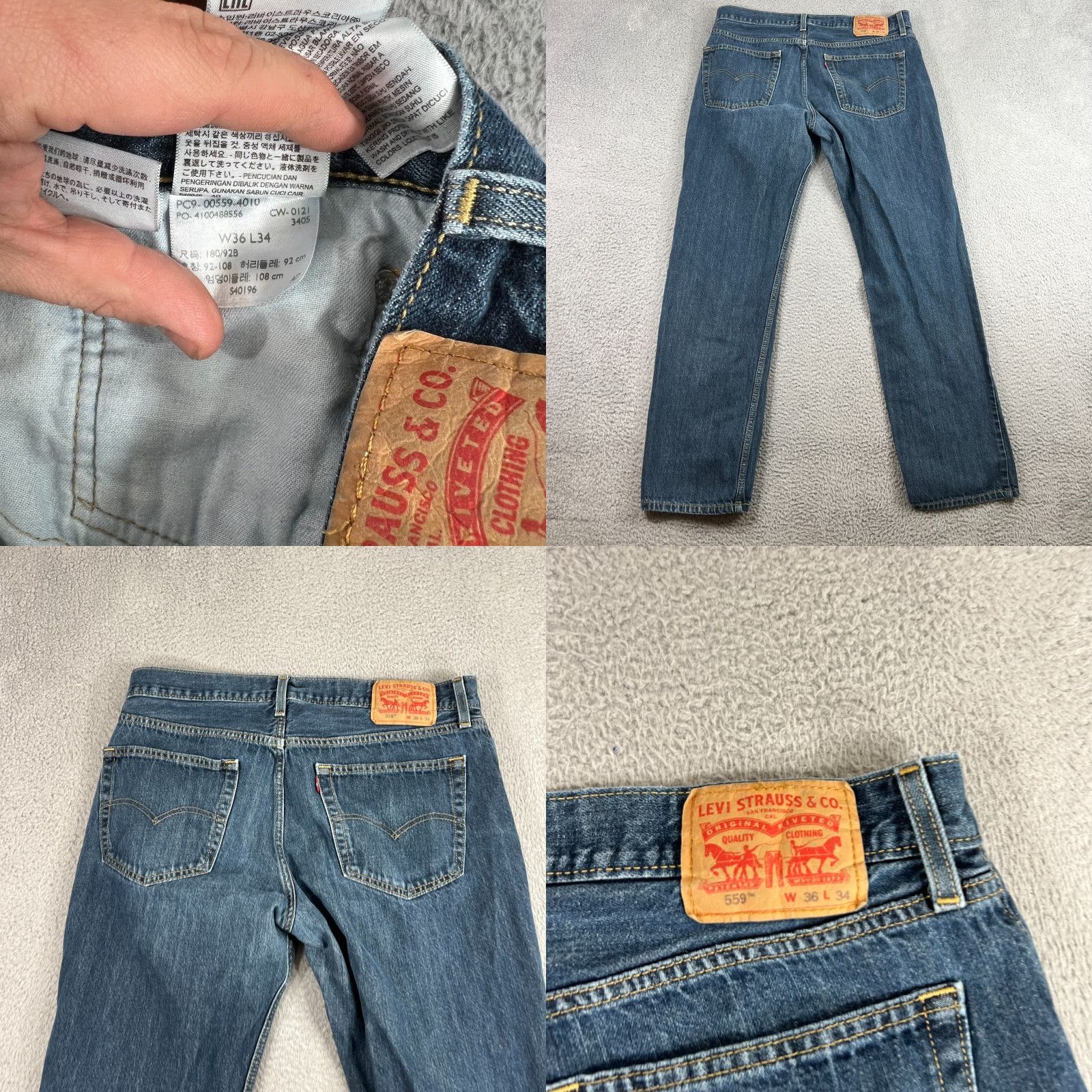 Levi's Levi’s Men’s 559 Relaxed Straight Jeans 36x34 Blue Denim Cotton Blend 5-Pocket Design Regular Mens Straight Jeans Size US 36 / EU 52 - 8 Thumbnail