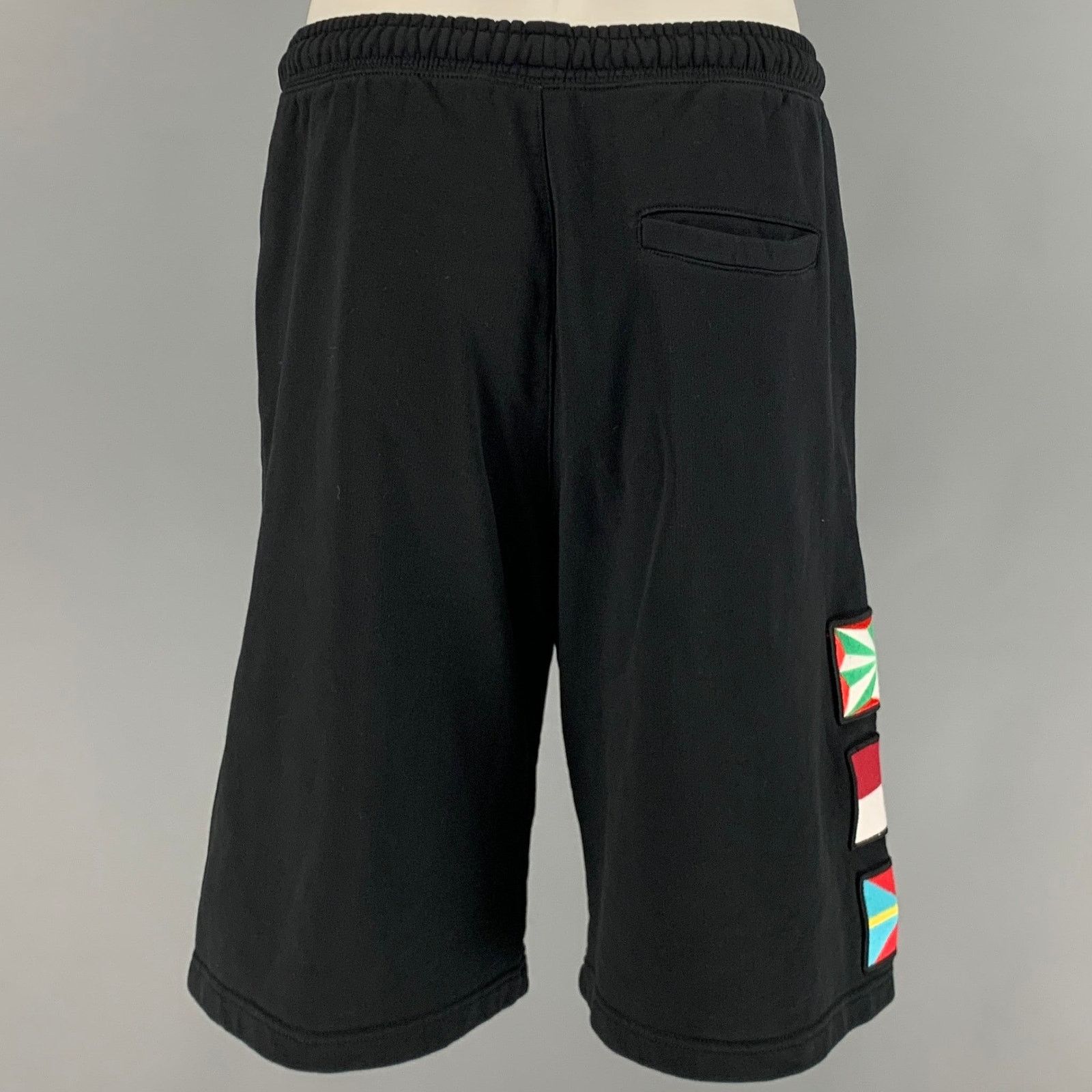 Marcelo Burlon MARCELO BURLON Black Multi-Color Applique Cotton Drawstring Size US 29 - 4 Thumbnail