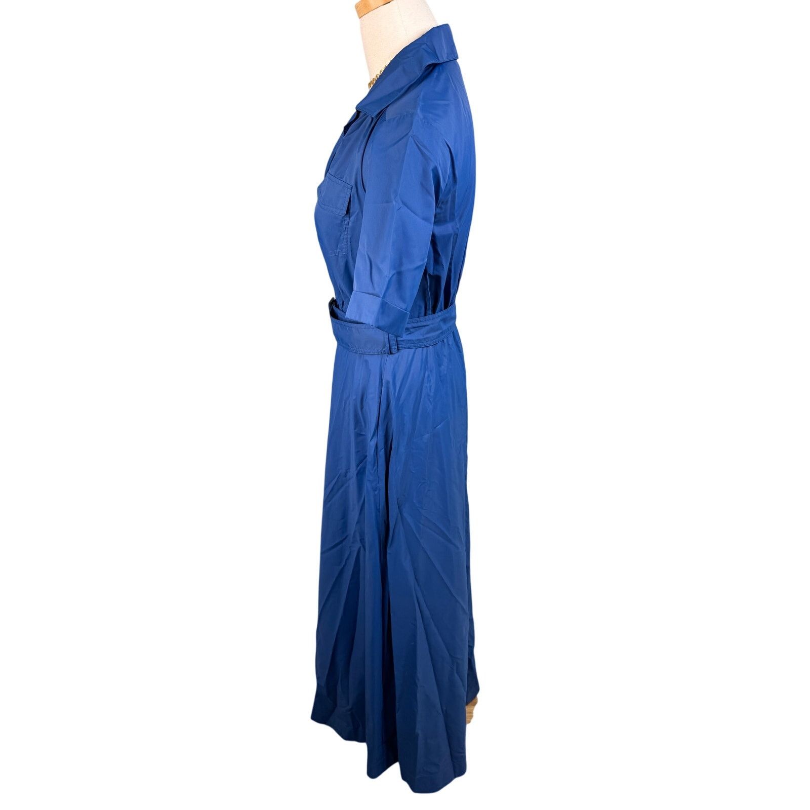 Staud Staud Millie Maxi Belted Shirt Dress Lapis Blue size 00 XXS Size XXS / US 00 / IT 34 - 9 Thumbnail