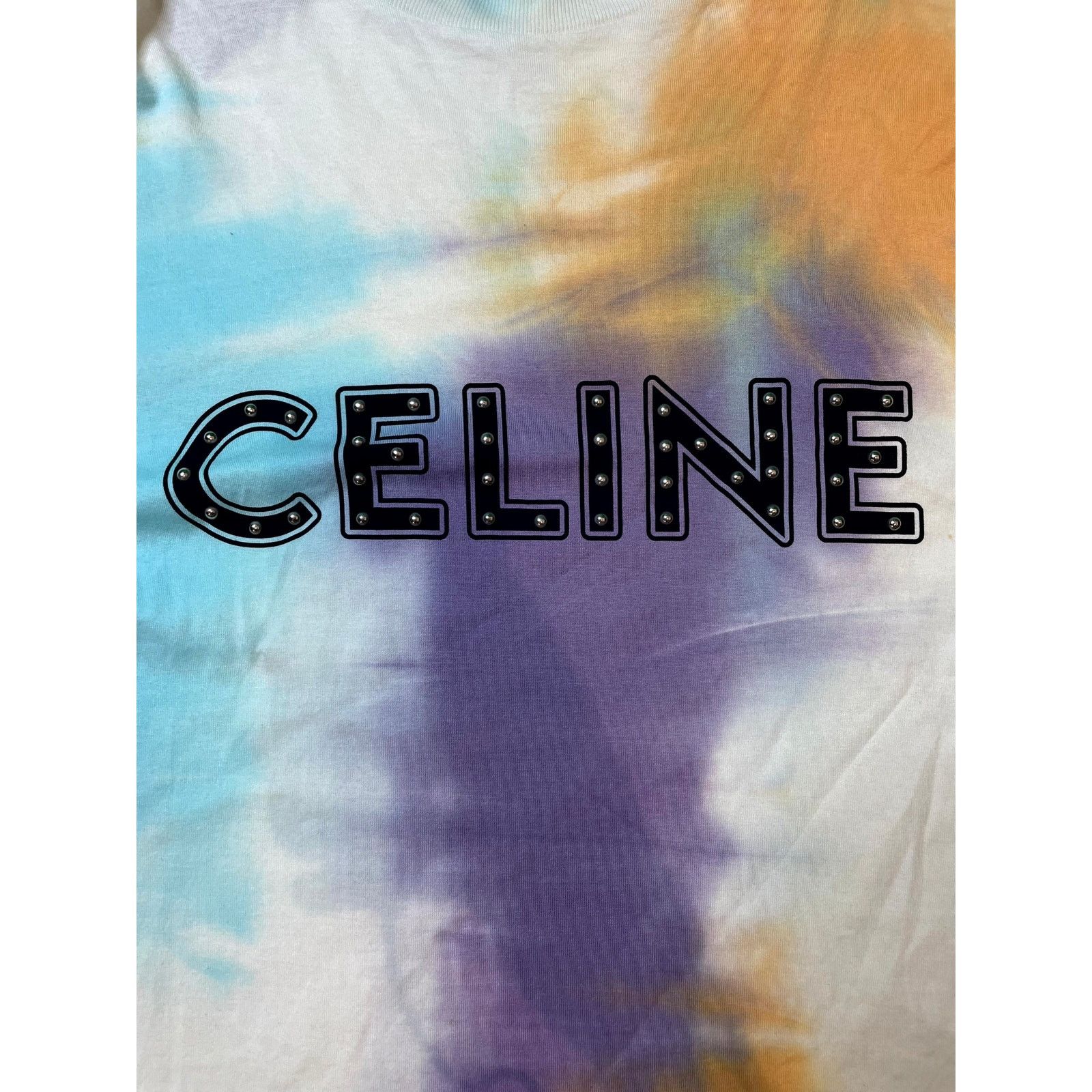 Celine Celine Studded Spellout Logo Tie Dye Tee Size US S / EU 44-46 / 1 - 2 Thumbnail