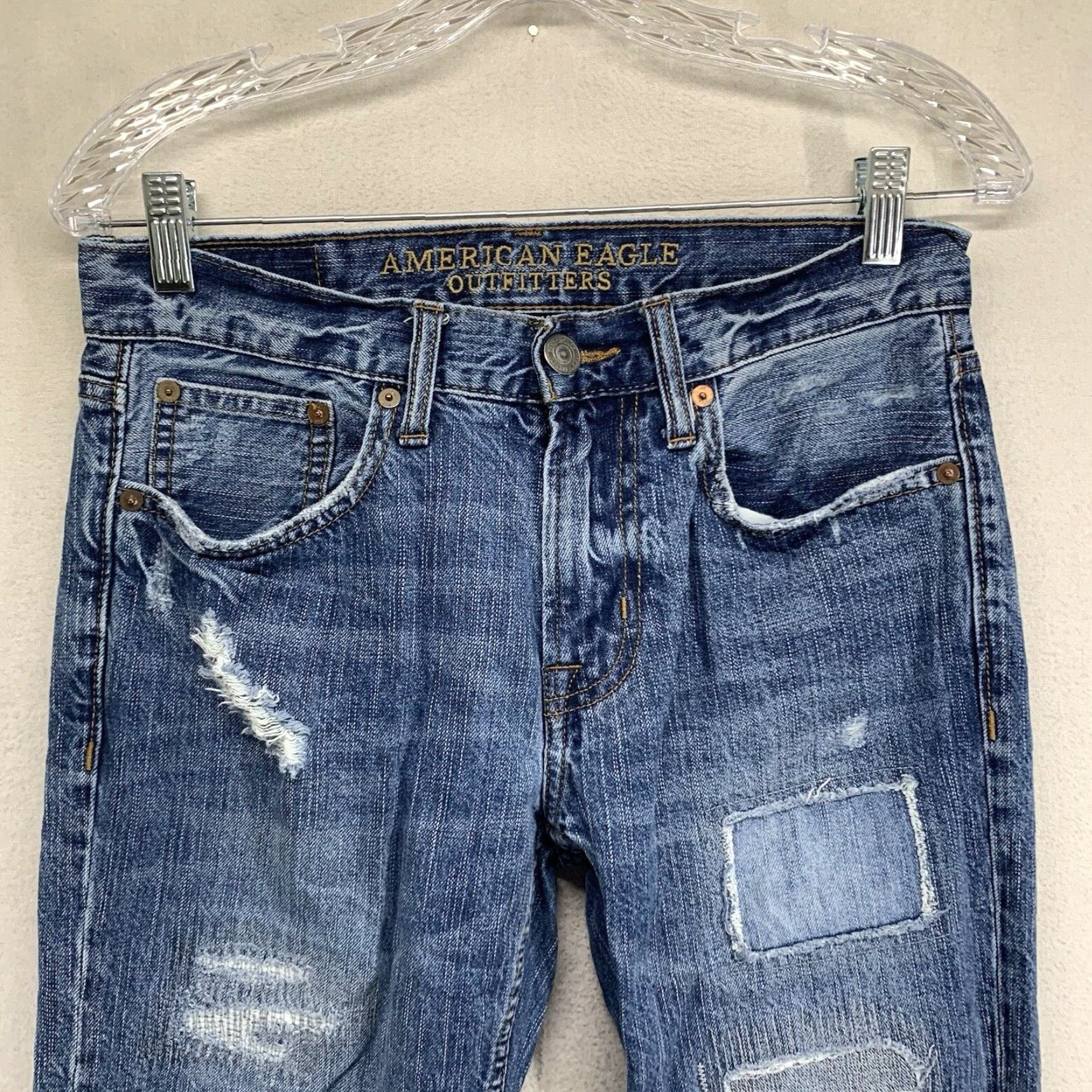 American Eagle Outfitters VINTAGE American Eagle Slim Straight Jeans Adults 28x32 Cotton Medium Wash Blue Mens Size US 28 / EU 44 - 7 Thumbnail