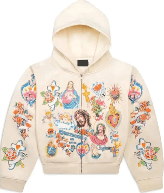 Other We Are Righteous 'Risen King' Cream Zip Up Hoodie Size US L / EU 52-54 / 3 - 1 Preview