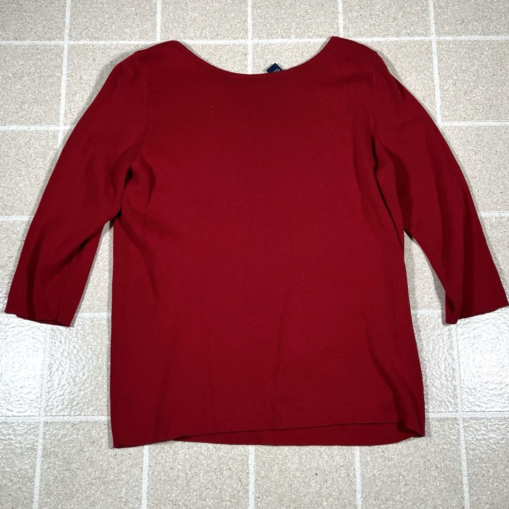 Vintage Karen Scott Shirt Women’s Red Scoop Neck Longsleeve M Size M / US 6-8 / IT 42-44 - 2 Thumbnail